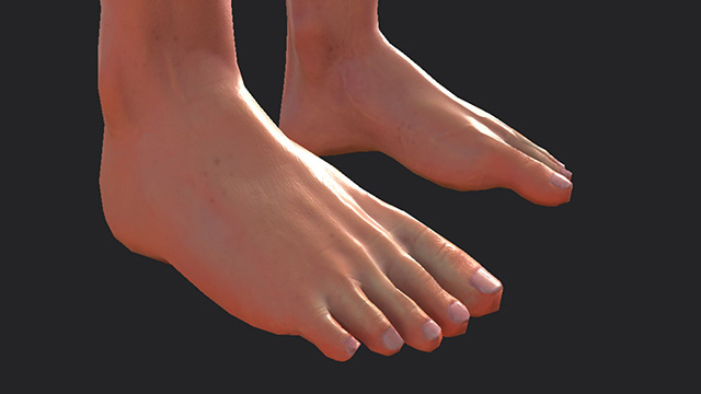 足のモデリング：テクスチャ設定
